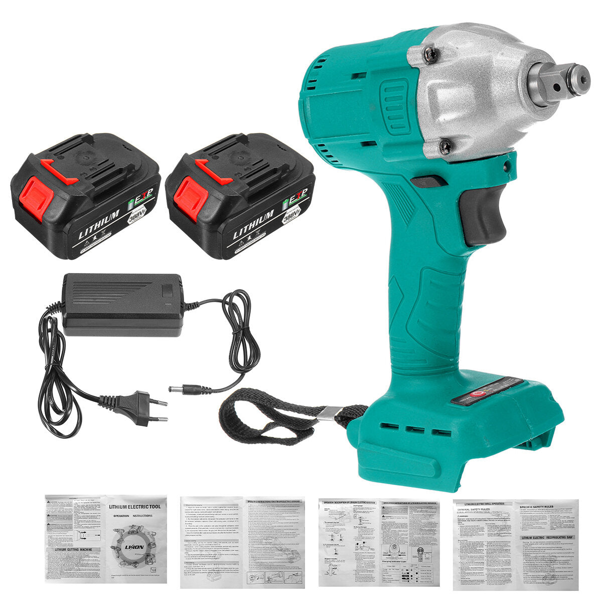 22890mAh 388VF 850N.m Brushless Impact Wrench Cordless Handheld Electric Wrench W/ 1/2 Battery 18V Battery