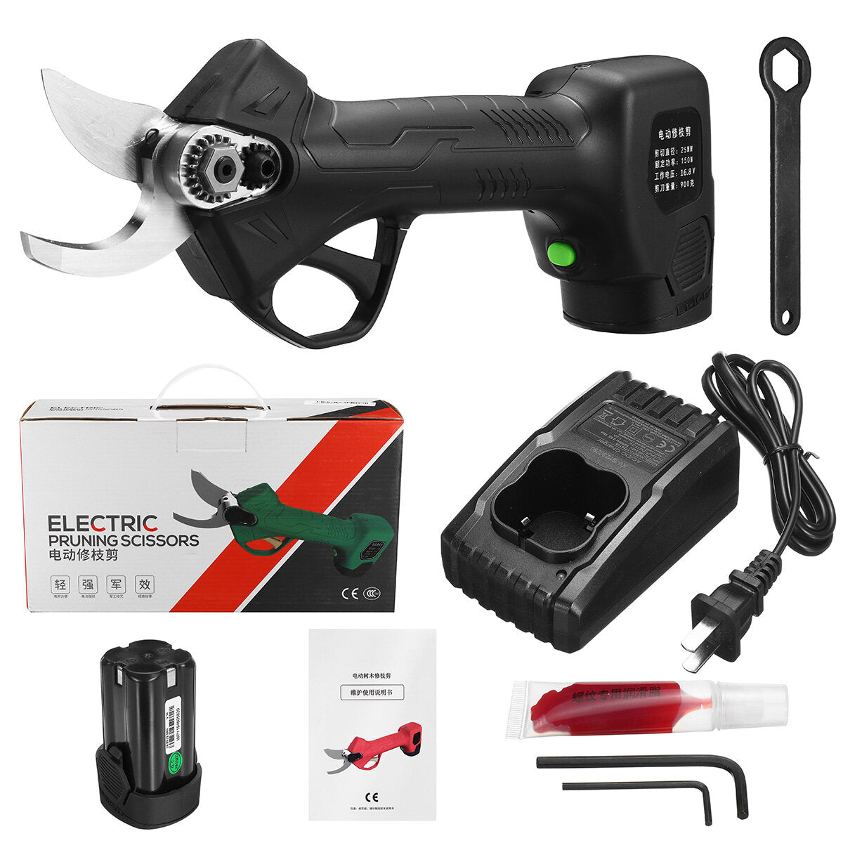 Cordless Electric Pruning Shears with Rechargeable Lithium Battery Powered Tree Branch Pruner 35mm (Max) Cutting Garden Tool