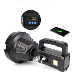 LED Flashlight 5500-7000K Super Bright 6 Modes Type-c Sloar Rechargeable Long Throw Waterproof Solar Portable Searchlight For Hunting Camping
