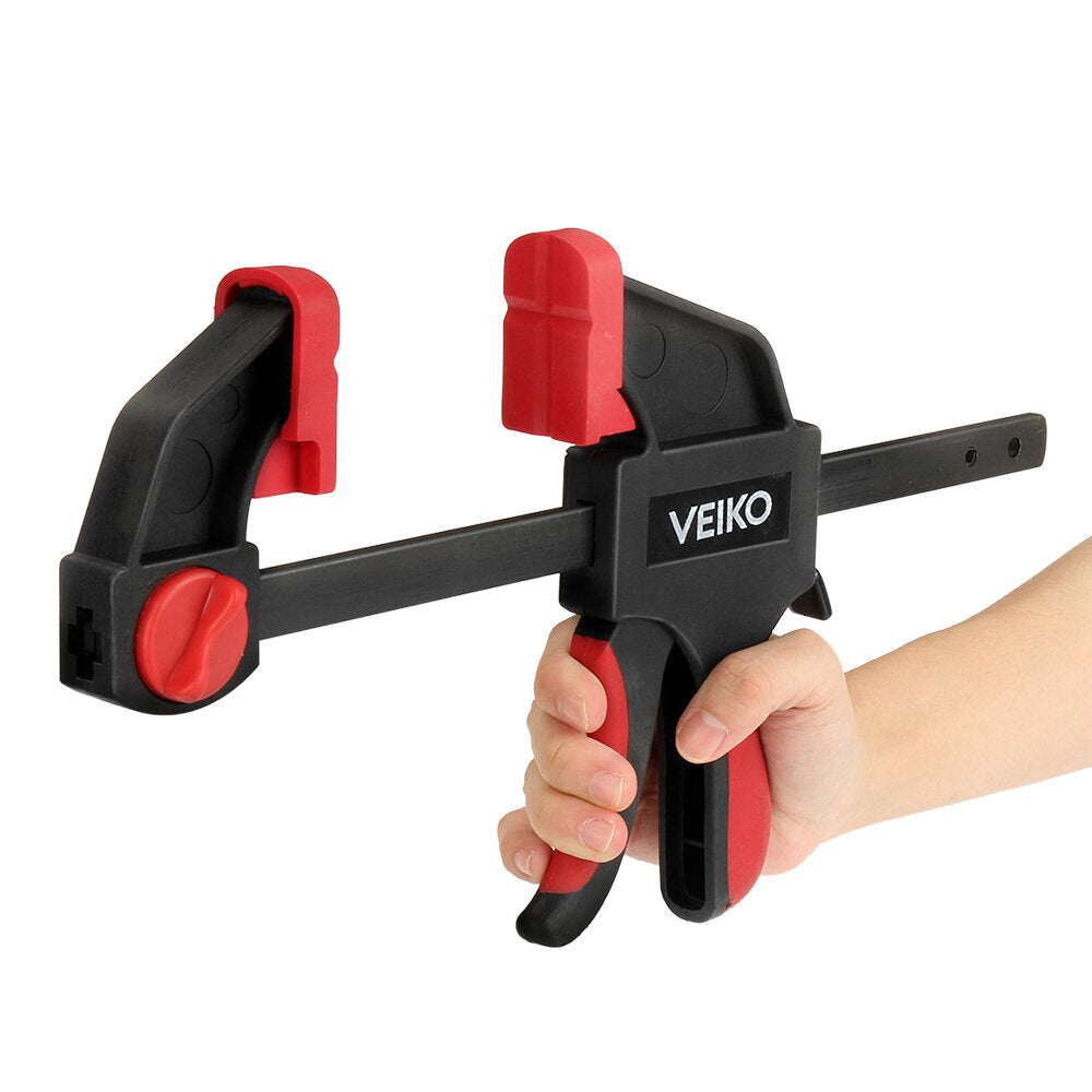 4Pcs Quick-Grip Bar Clamps 6/12 Inch, One-Handed Spreader, 100KG Load Limit, Durable Steel, Non-Slip Pads, Red