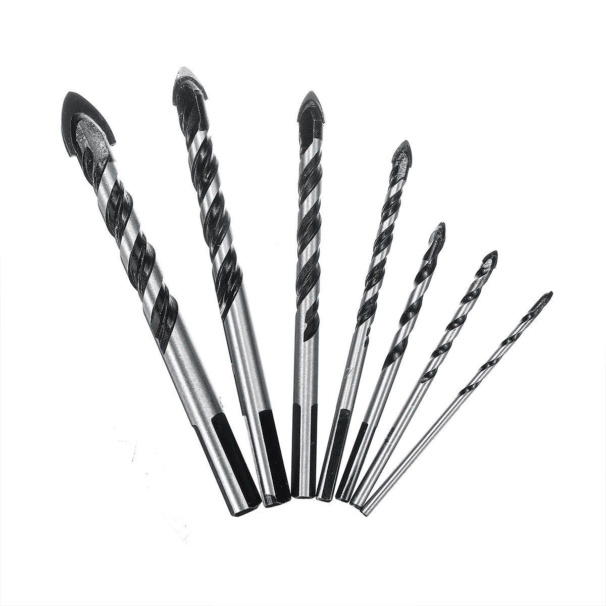 3/4/5/6/8/10/12mm Triangle Twist Drill Bit Concrete Glass Ceramic Tile Marble Drill Bit Pack7