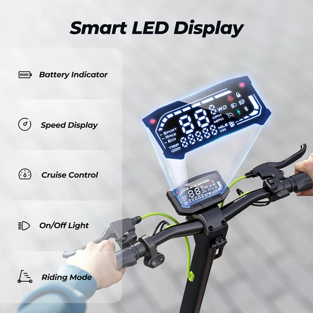 Folding Electric Scooter 48V 15Ah Battery 1000W Motor 25KM/H 10 Inch Tire 60KM Range 150KG Load Capacity Commuter Moped