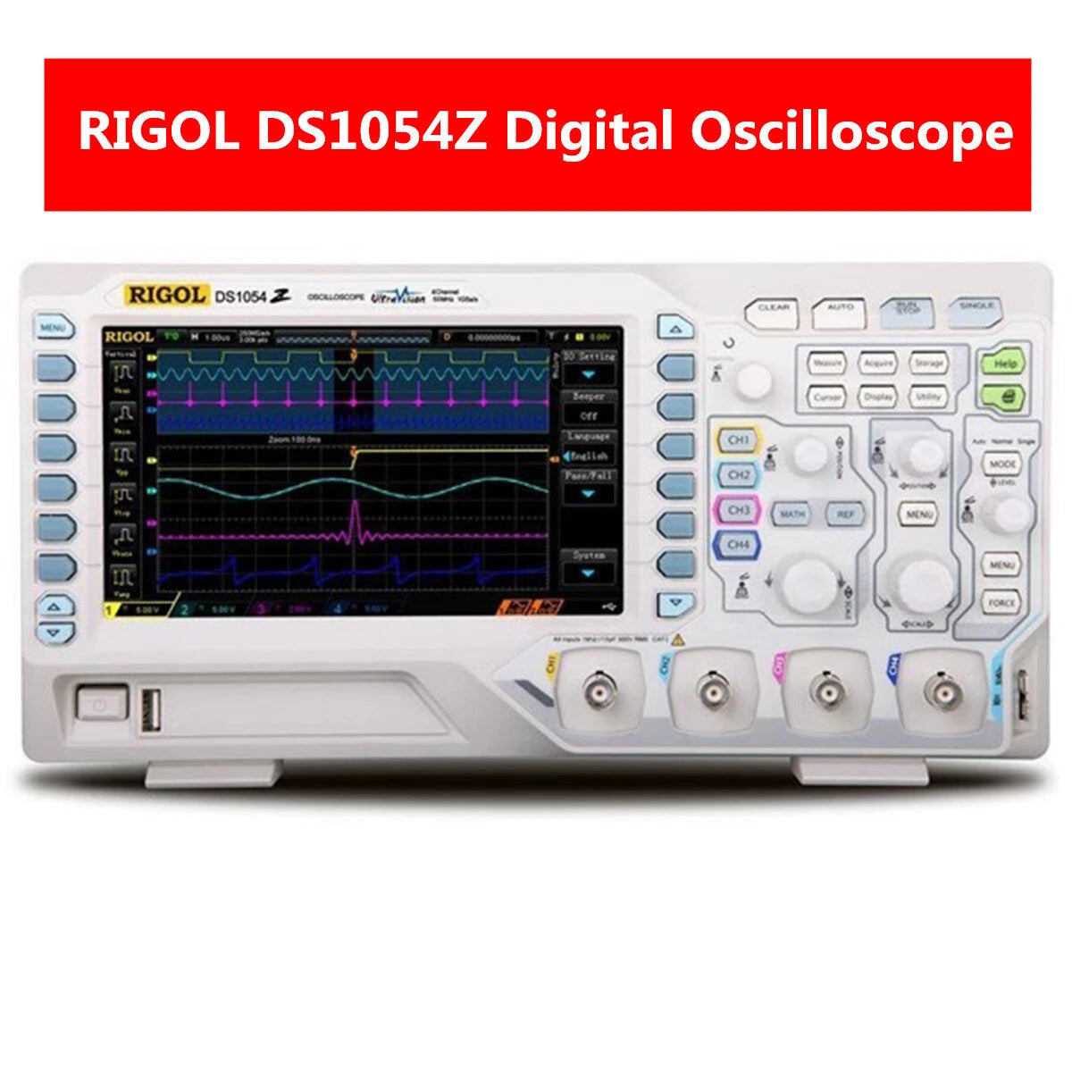 Oscilloscope Digital 4 Channels 50MHz Bandwidth 1GS/s 7inch WVGA 12Mpts 30,000wfm Oscilloscope