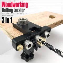 Three-in-One Positioning Hole Puncher for Woodworking - Compact, Durable, CNC Machined, Anodized Finish, 6061 Aluminum Alloy