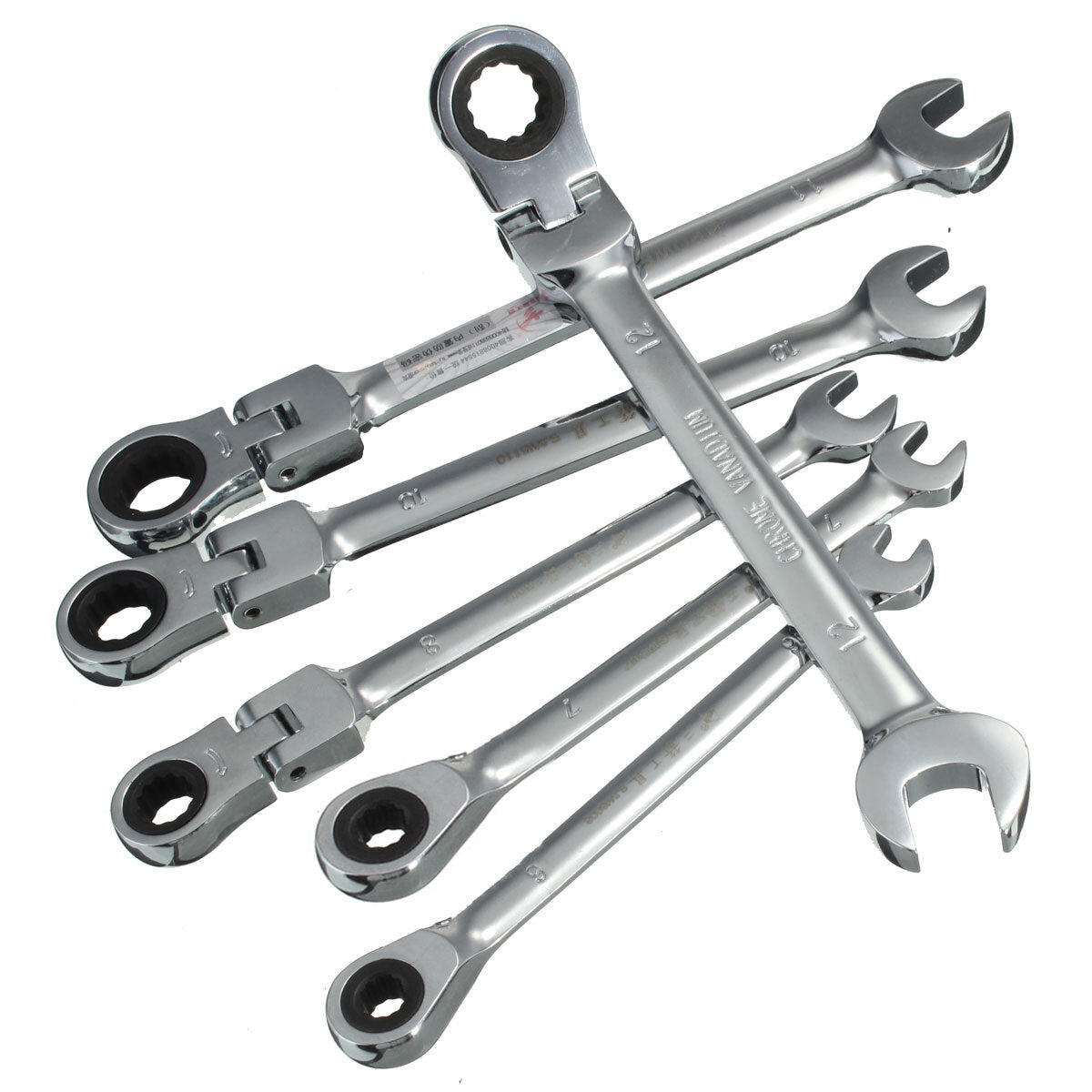 Flexible Pivoting Head Ratchet Combination Spanner Wrench Garage Metric Tool 6 Size
