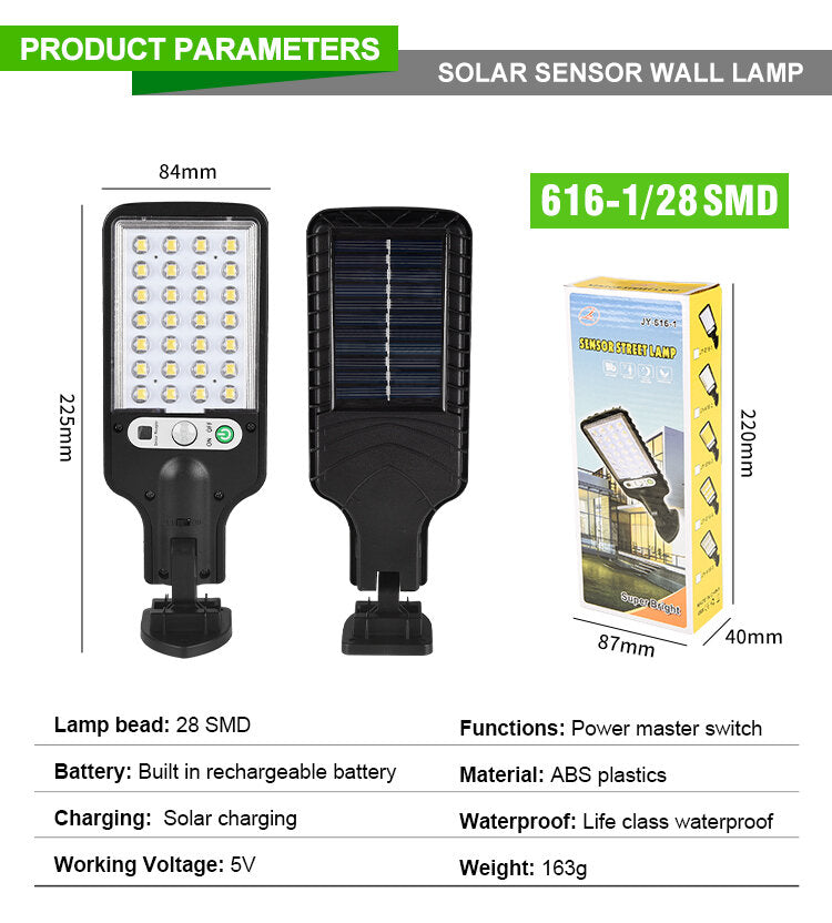 Solar Street Lights Outdoor Solar Lamp With 3 Light Mode Waterproof Motion Sensor Security Lighting for Garden Patio Path Yard
