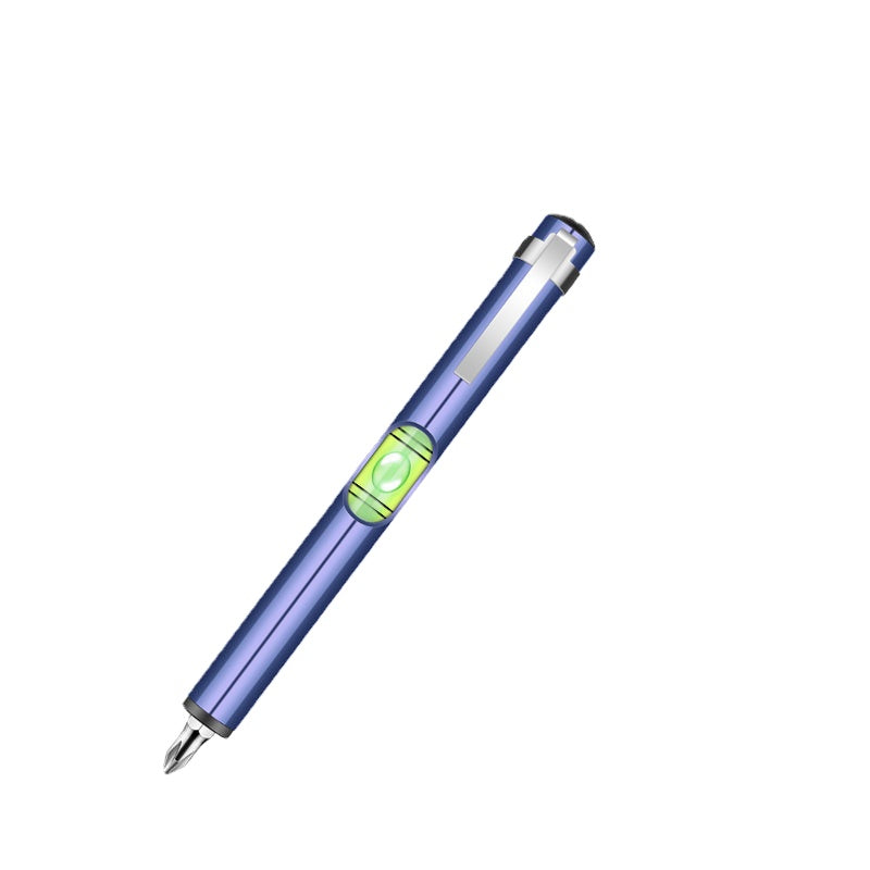 Mini Portable Pen Type Level With Hexagonal Drill Bit Screwdriver Ruler