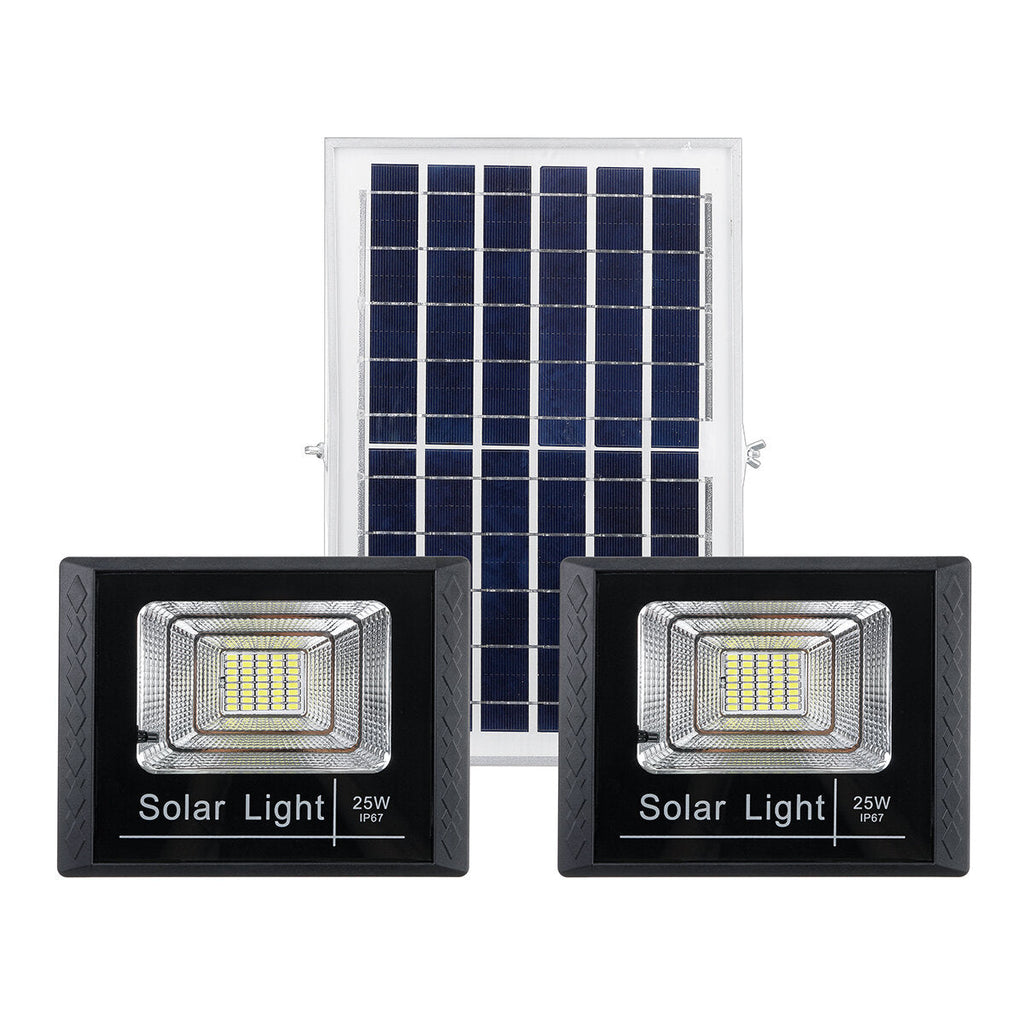 10W 25W 45W 65W Solar Panel with 2 Wall Lights Waterproof Remote Control Flood Light Park Yard Garden Driveway