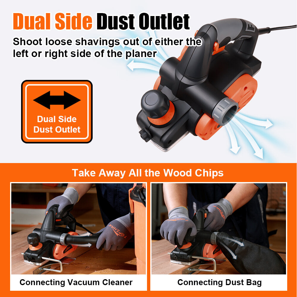 6-Amp Electric Hand Planer 16500/min 3.2" Wood Planer with Adjustable Planing Depth Power Planer – INFMT