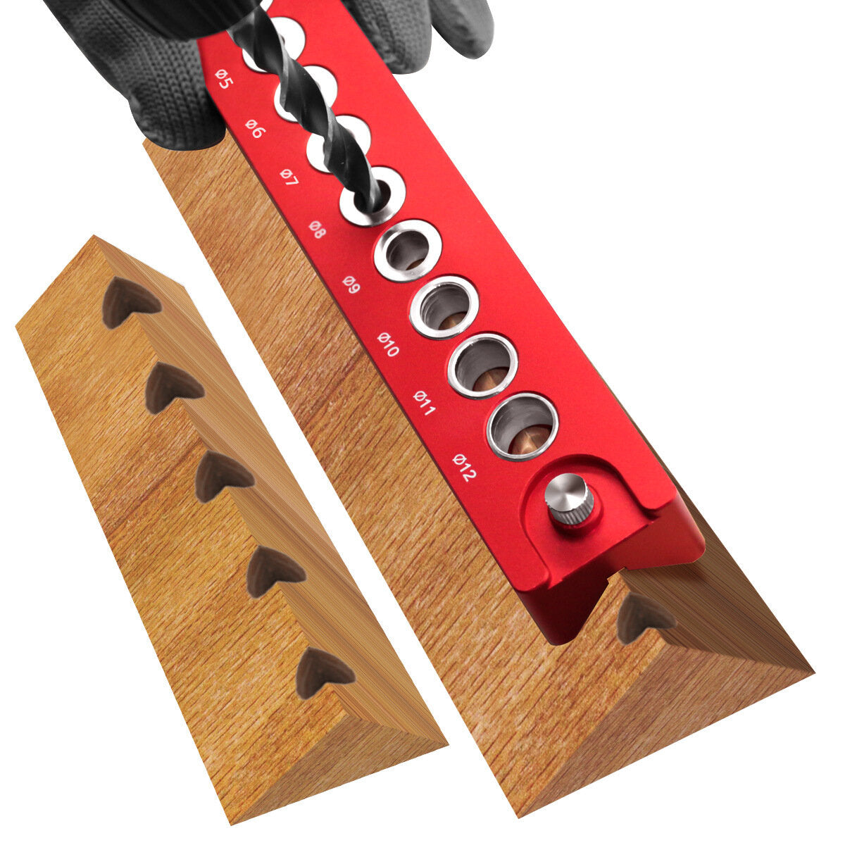 High-Precision Woodworking Hole Positioner with 45° Drilling, Laser-Engraved Scales, Durable Aluminum Alloy, 3-12mm Range