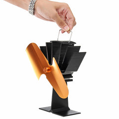 2 Blade Heat Powered Wood Stove Fan Silent Eco-Friendly Fireplace Fan for Wood Log Burner