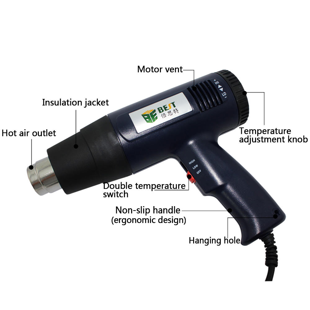 110V/220V 1600W Hot Air G-un Rework Station Handheld LCD Display Electronic Heat G-un for SMT SMD Rework Repair