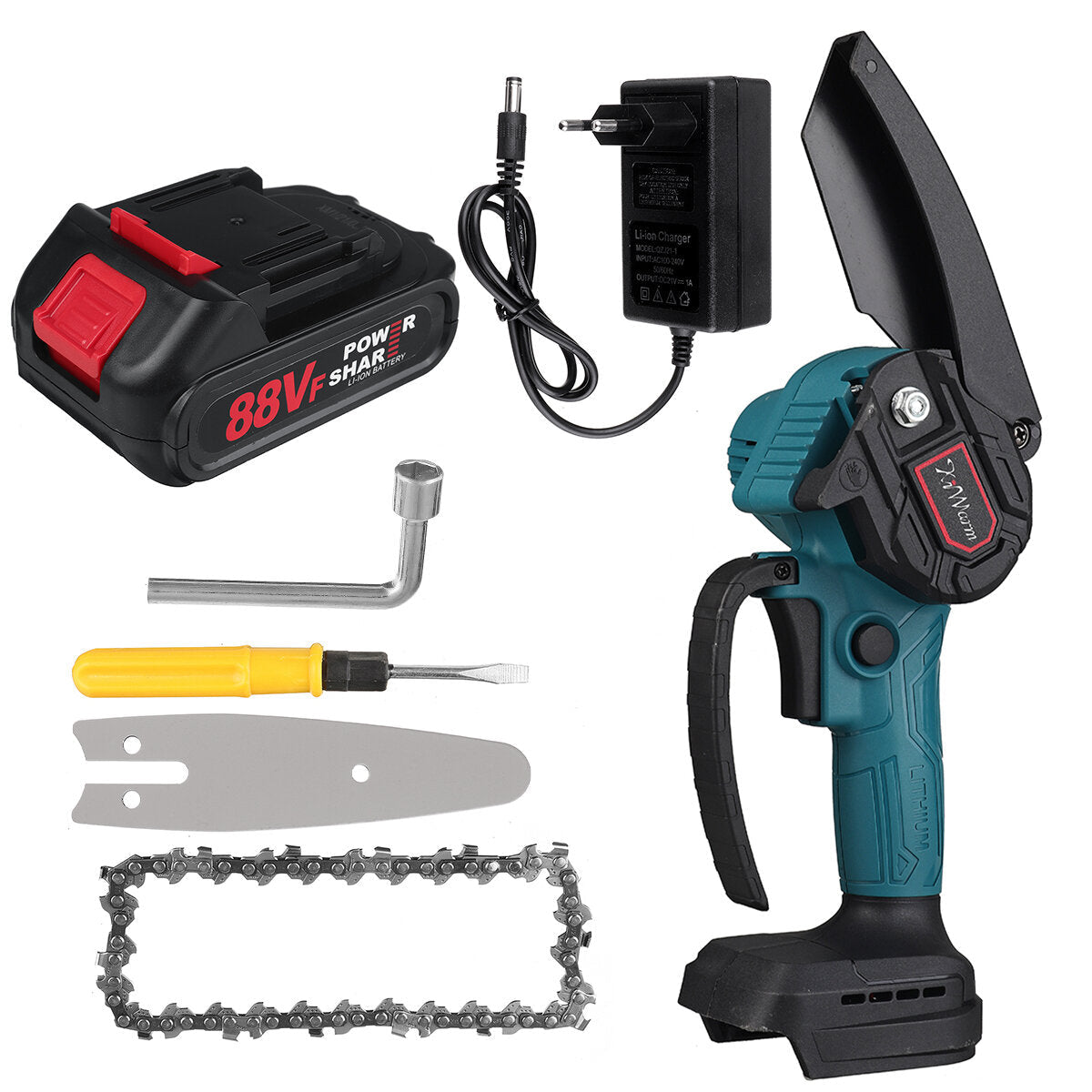 4 Inch Mini Cordless Electric Chainsaw Rechargeable Wood Cutter One-Hand Saw