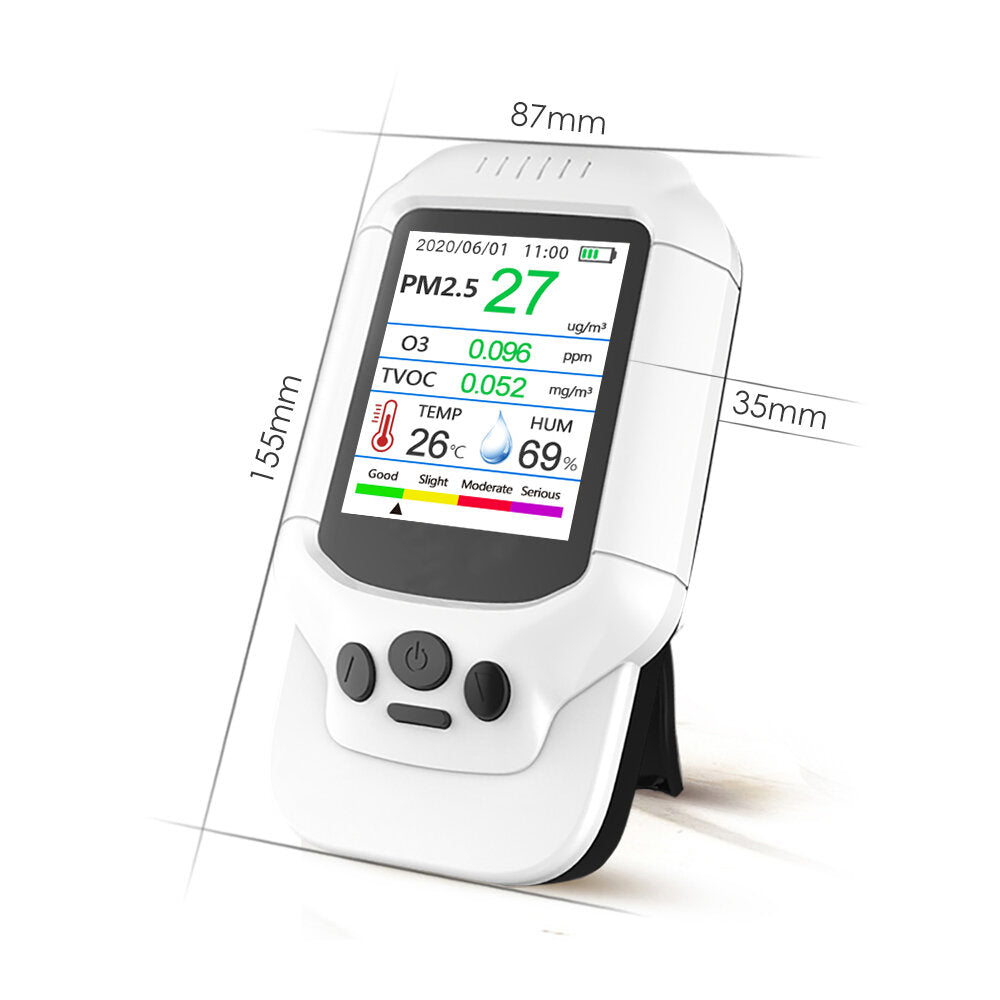 PM2.5 O Ozone TVOC Air Quality Tester USB Instrument 2.8 LCD Screen Carbon Dioxide Formaldehyde Dust Haze Meter