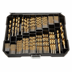230pcs Titanium Coated Twisted Drill Bit Set HSS Drill Bit Set with Black Plastic Box Titanium Alloy Drill Bit Set