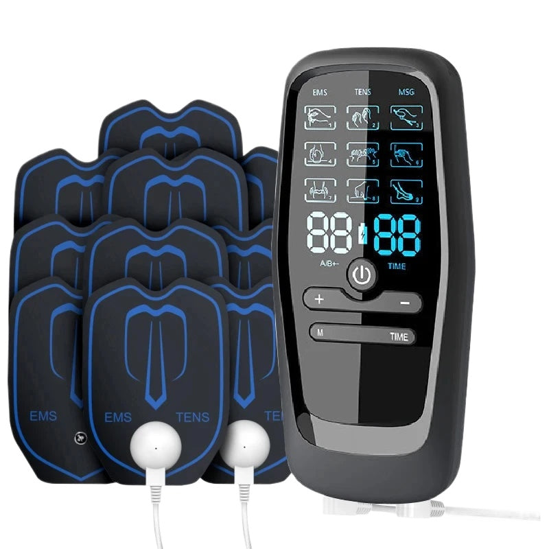 Multi-Functional TENS Electric Massager with 6 Modes, 19 Intensity Levels for Pain Relief - Long Battery Life & Hydrogel Pads