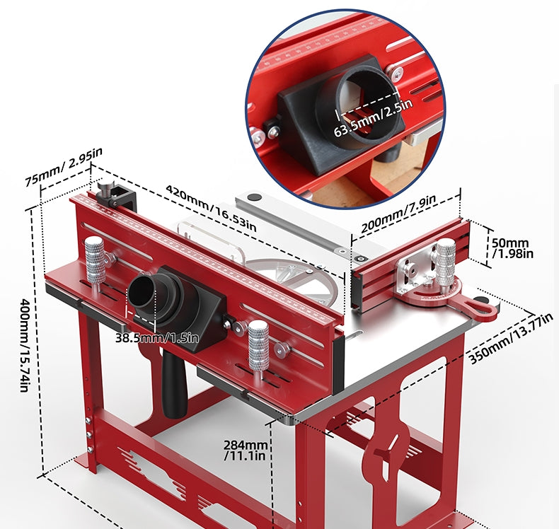 Bench Top Router Table Workbench with Miter Gauge / Profile Fence System / Dust Collection Port for Most Routers