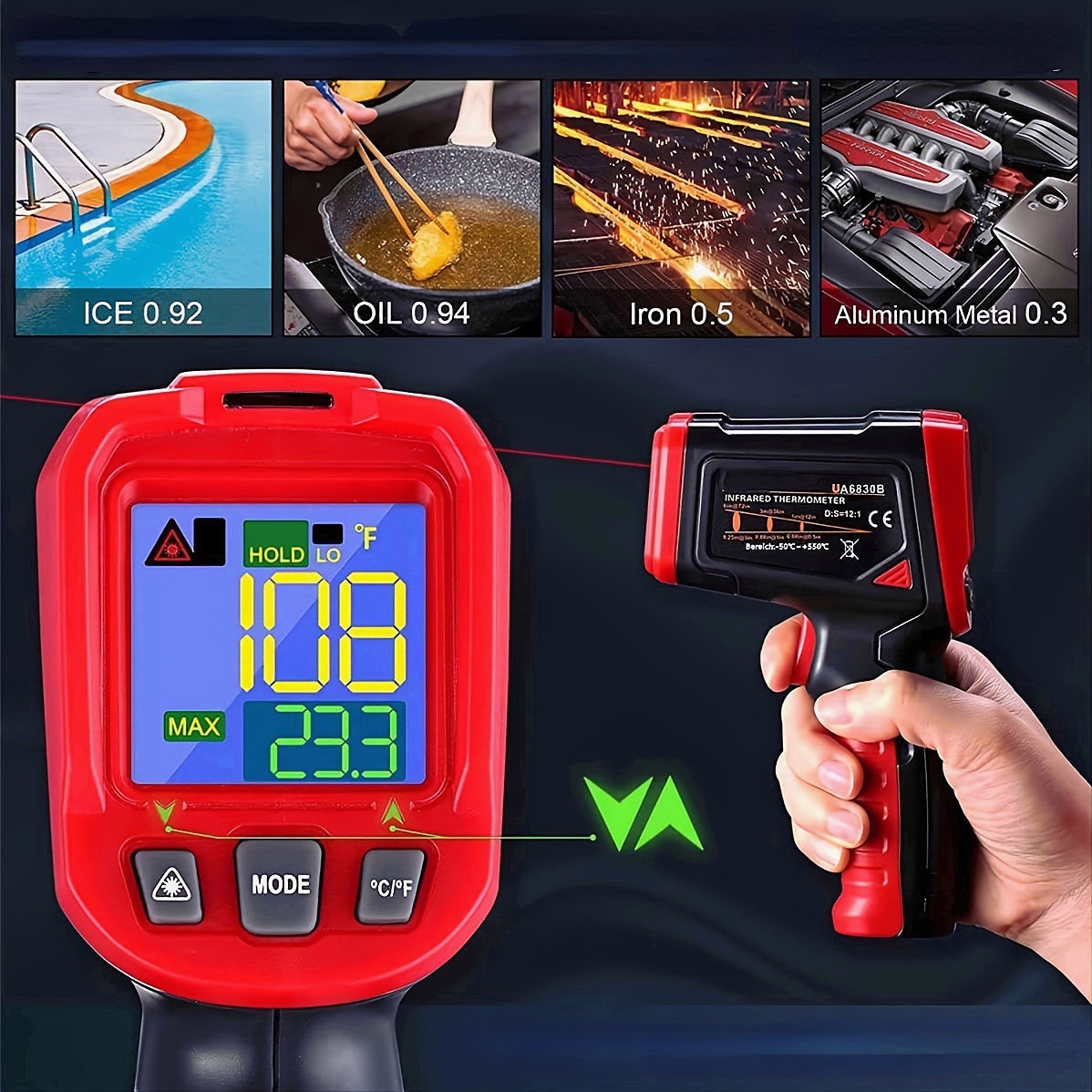 Non Contact Hand -holding Infrared Temperature Test For Cooking/Ovens