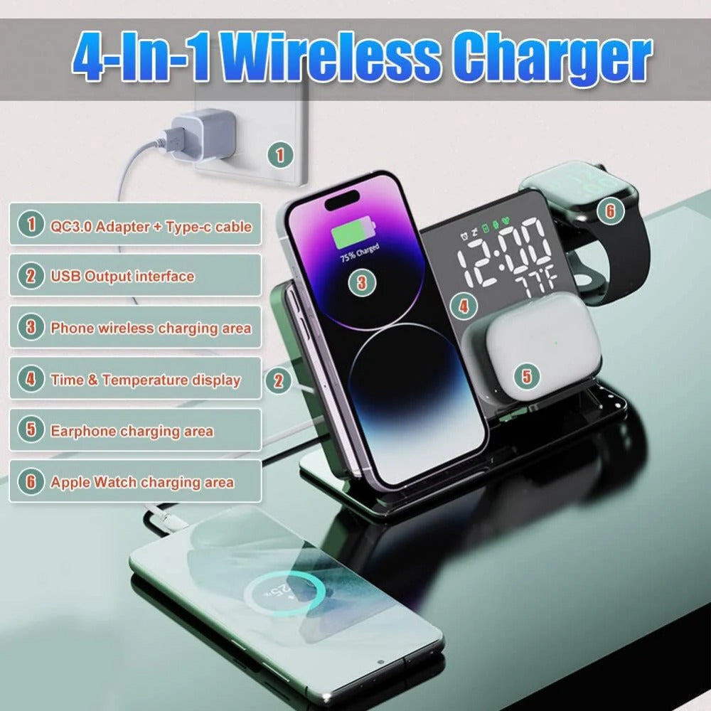 Fast Wireless Charging Pad W669 - 10W/15W for Phones, 5W for Headphones, 2W for Apple Watch, Compact & Lightweight Design