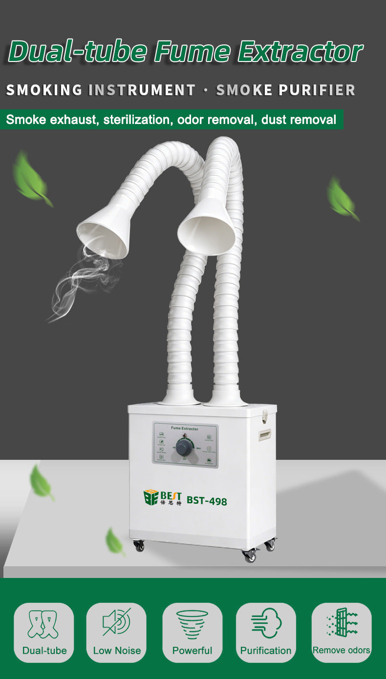 Dual-Tube Fume Extractor 200W 310m³/h Soldering Smoke Absorber Air Purifier With 3-Layer Filtration System For Electronics Welding