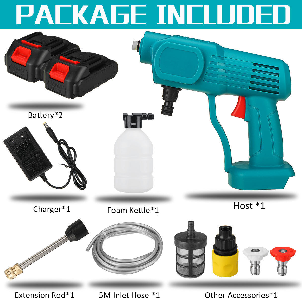 High Pressure Cordless Washer Spray washer Water Cleaner For Makiita 18V Battery