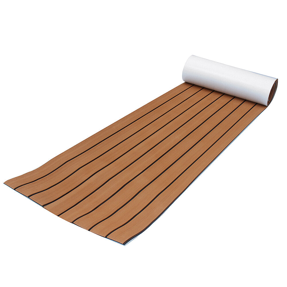 6mm 45x240cm EVA Foam Teak Deck Sheet Self Adhesive Boat Yacht Synthetic Decking Foam Floor Mat Brown With Black Stripes