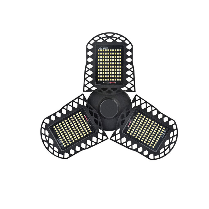 96/300LED Deformable LED Garage Lights: Ultra-Bright Adjustable Ceiling Light, E26/E27 Work Bulbs with 2/3 Leaves in Die-Cast Aluminum/Plastic