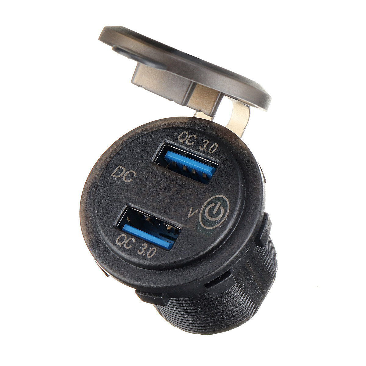 12-24V Touch Switch Fast Charger Socket Voltmeter Dual USB LED Digital Display Voltage