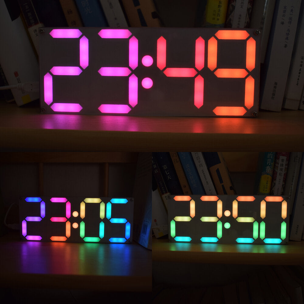 Large Size Rainbow Color Digital Tube DS3231 Clock DIY Kit