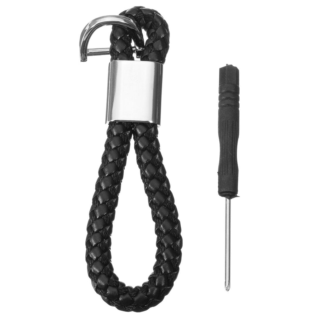 PU Leather Braided Strap Key Chain Stainless Key ring 7 Different Colors