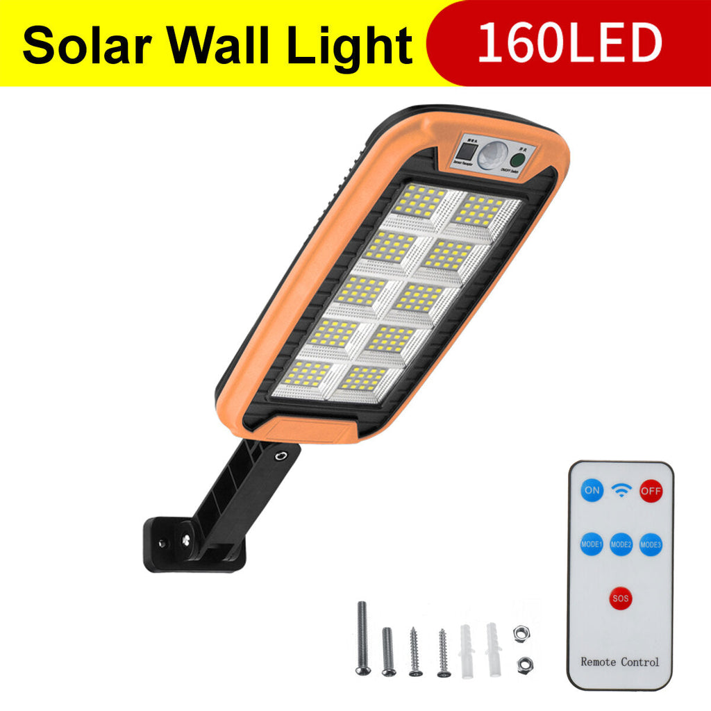 COB LED Solar Street Wall Light PIR Motion Sensor Dimmable Lamp Outdoor Garden