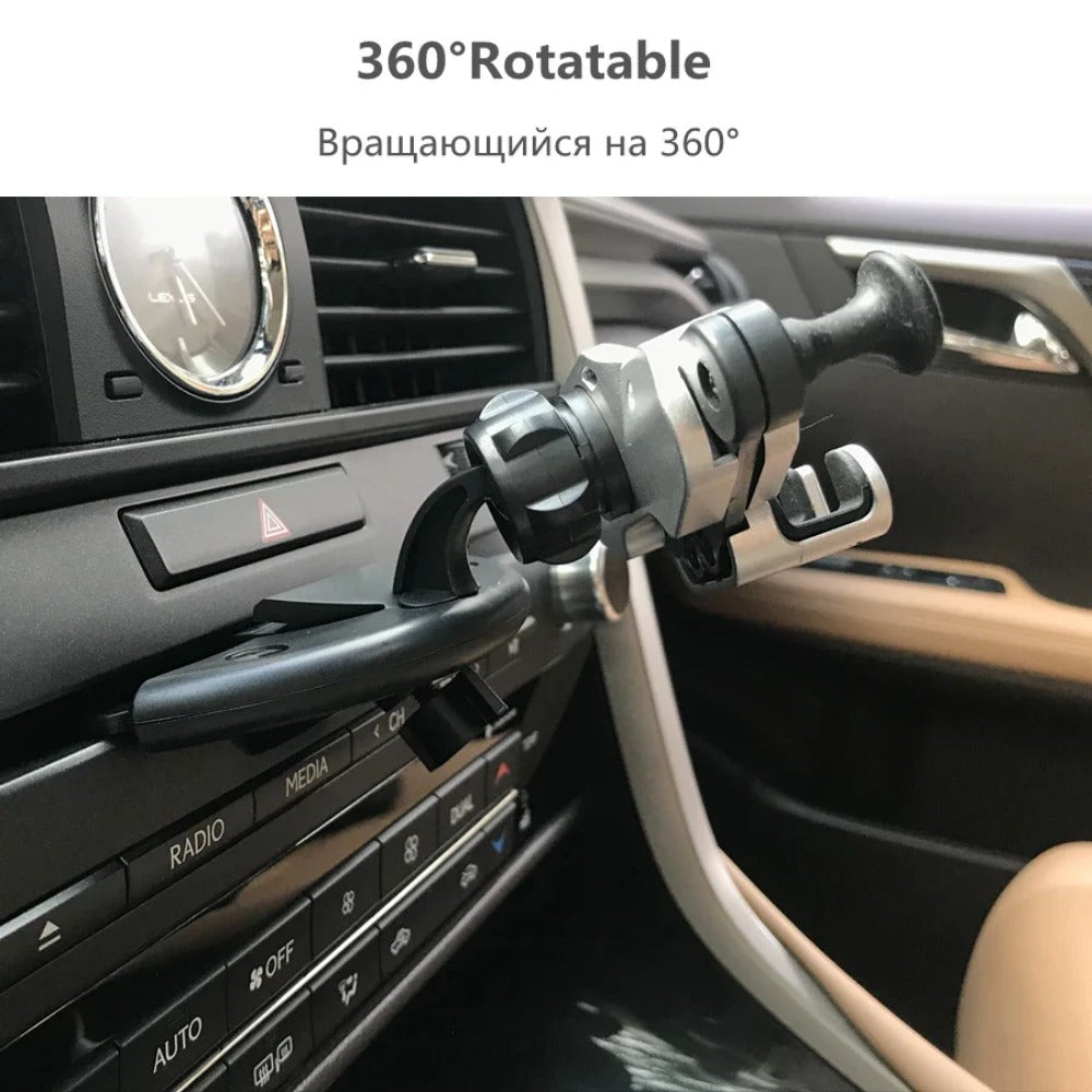 Universal CD Slot Gravity Car Holder - Premium ABS, One-Hand Operation, Super Strong, Silver, Fits All Mobile Phones