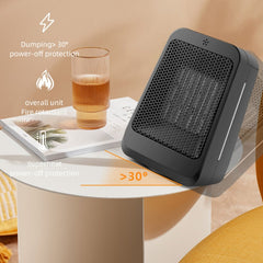 PTC Small Heater Fan: 3-Gear Adjustable, Remote Control, Timer, Oscillating Desktop Heater