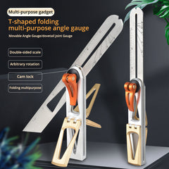Multi-Functional Carpentry Square with Dual Scales, 90° Angle, Lock Knob - Stainless Steel Ruler, 300mm Length