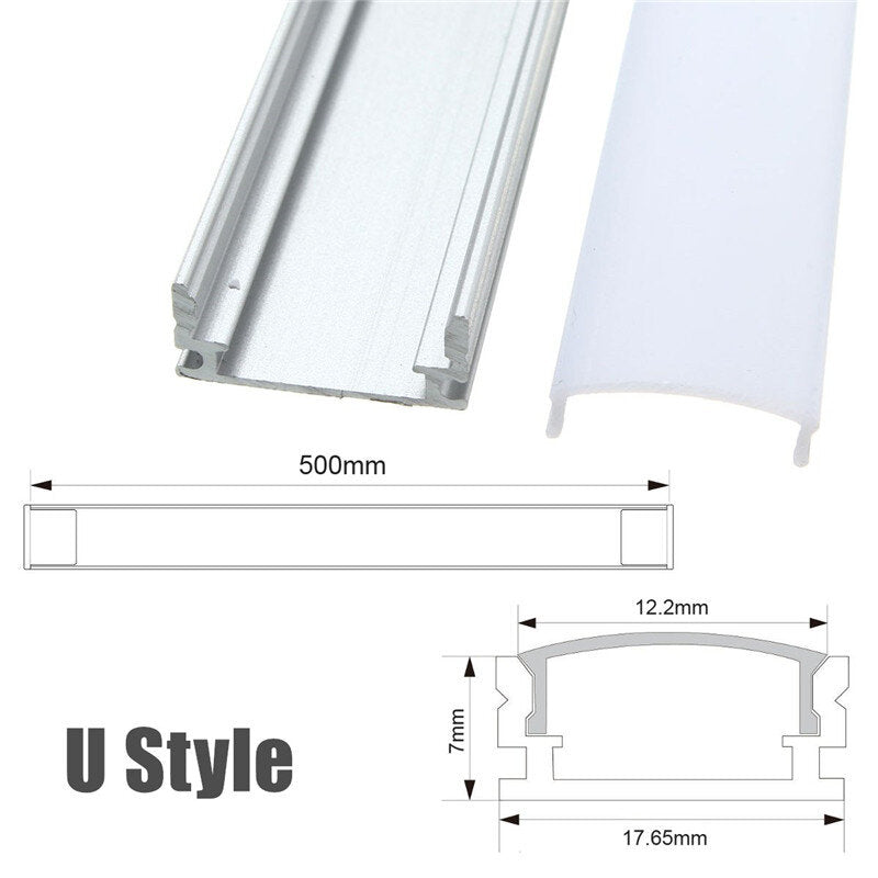 1X 5X 10X LUSTREON 50CM Aluminum Channel Holder For LED Strip Light Bar Under Cabinet Lamp