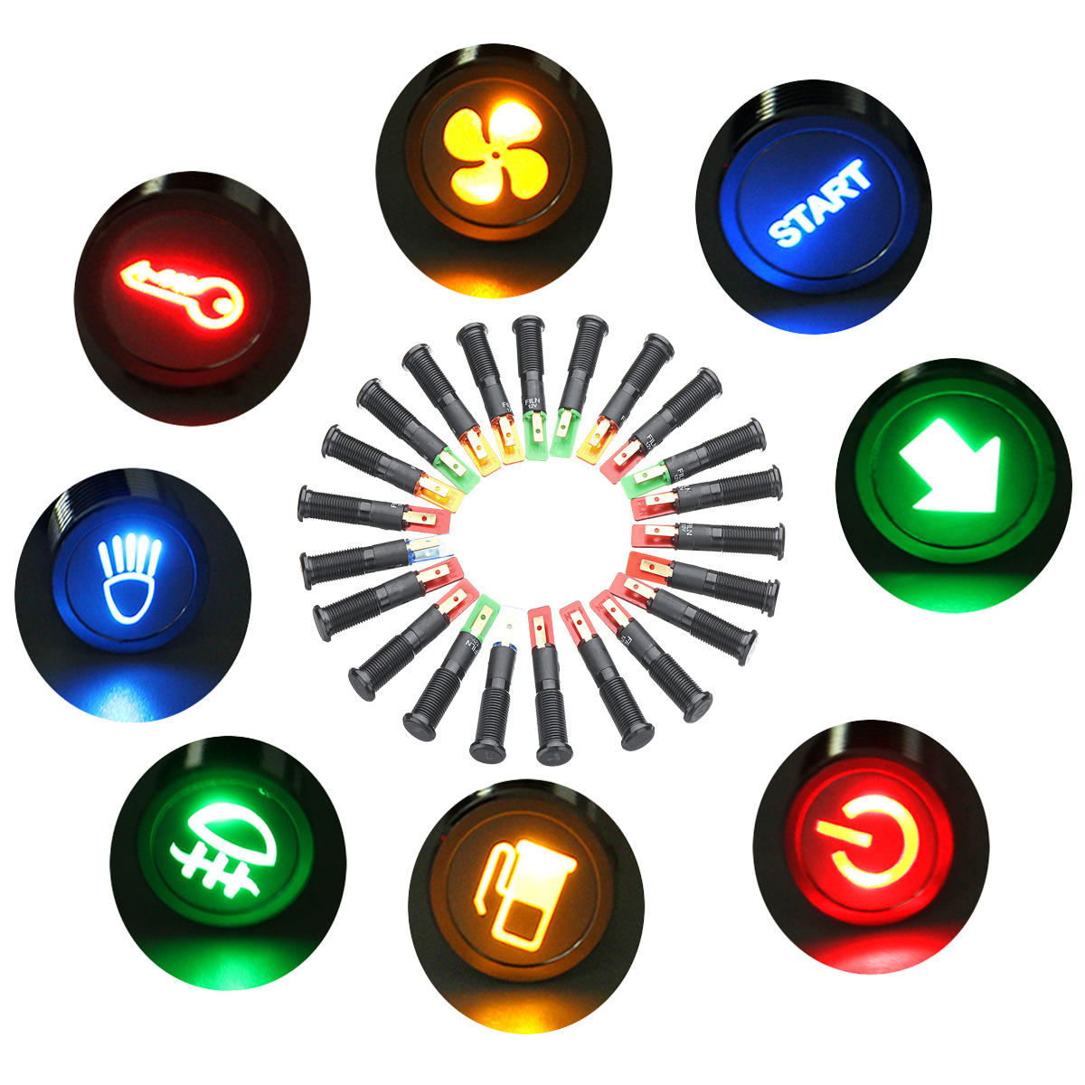 10MM LED Dashboard Warning Signal Light Van Dash Panel Indicator Lamp 12/24/36V