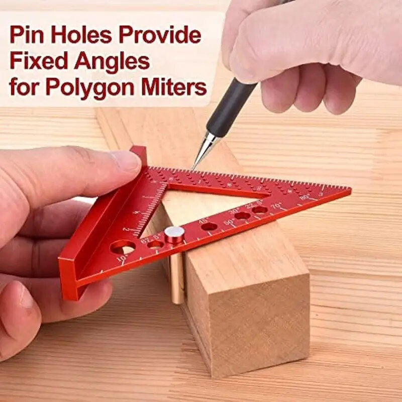 Compact 4" Aluminum Square Tool for Precise Angles, Measurements & Marking - Rust-Proof, Portable, Red
