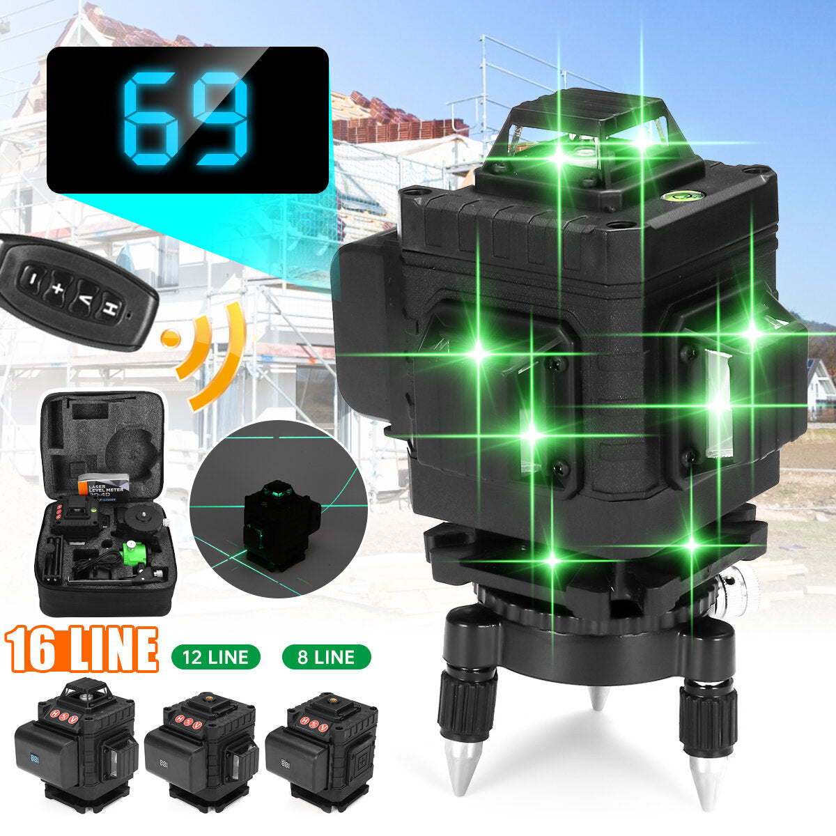 8/12/16 Line Laser Level Green Light Auto Self Leveling Cross 360 Measuring