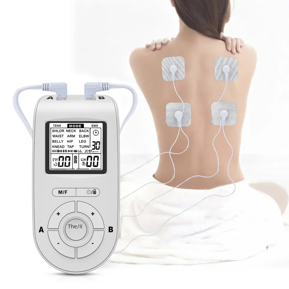 TENS/EMS Dual Pulse Massager - 24 Modes, 40 Intensity Levels, Dual Output, Rechargeable, Portable for Pain Relief & Muscle Care