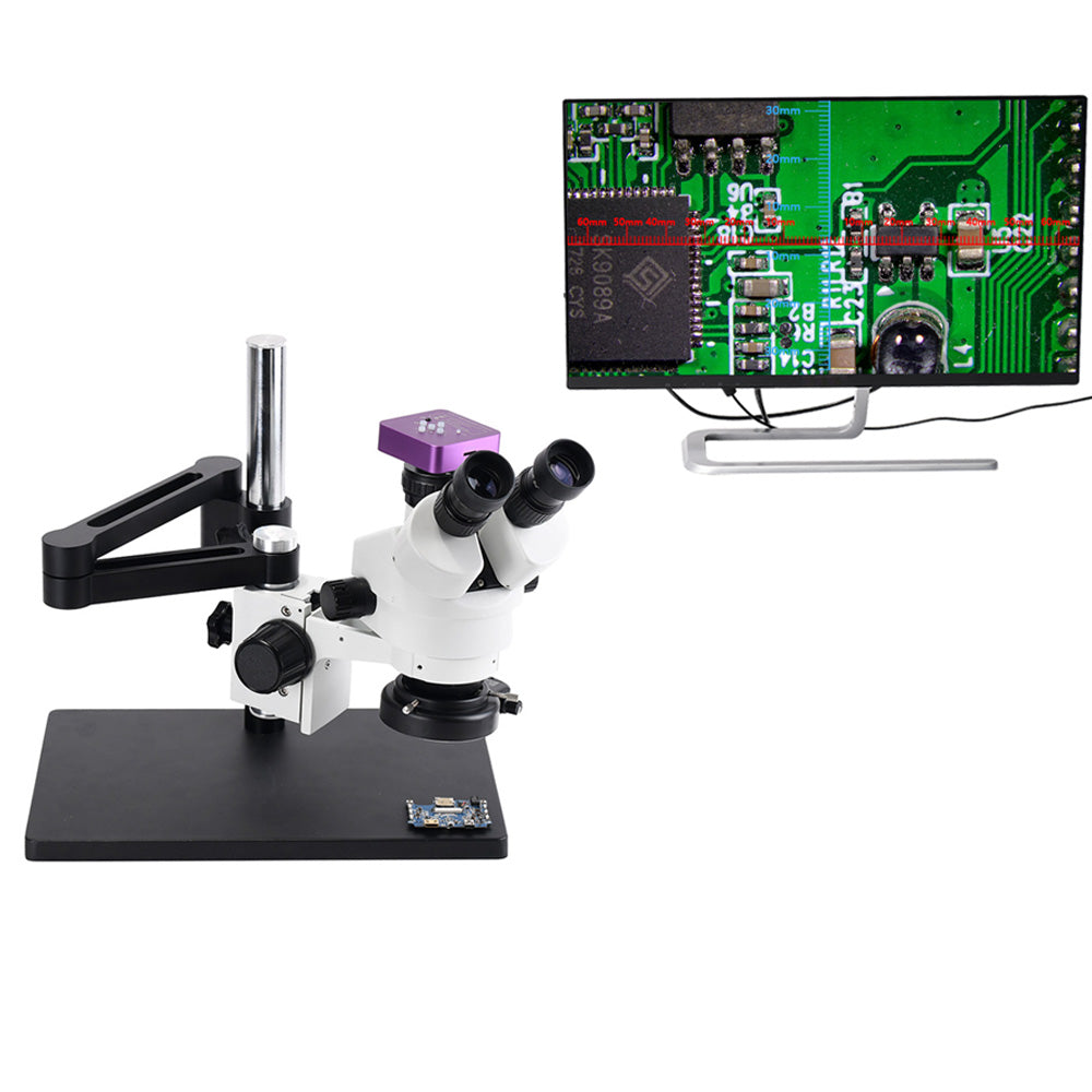 51MP 2k Trinocular Stereo HDMI Microscope Camera 7X-45X Continuous HD Zoom Stereo Trinocular Microscope For Phone Repair