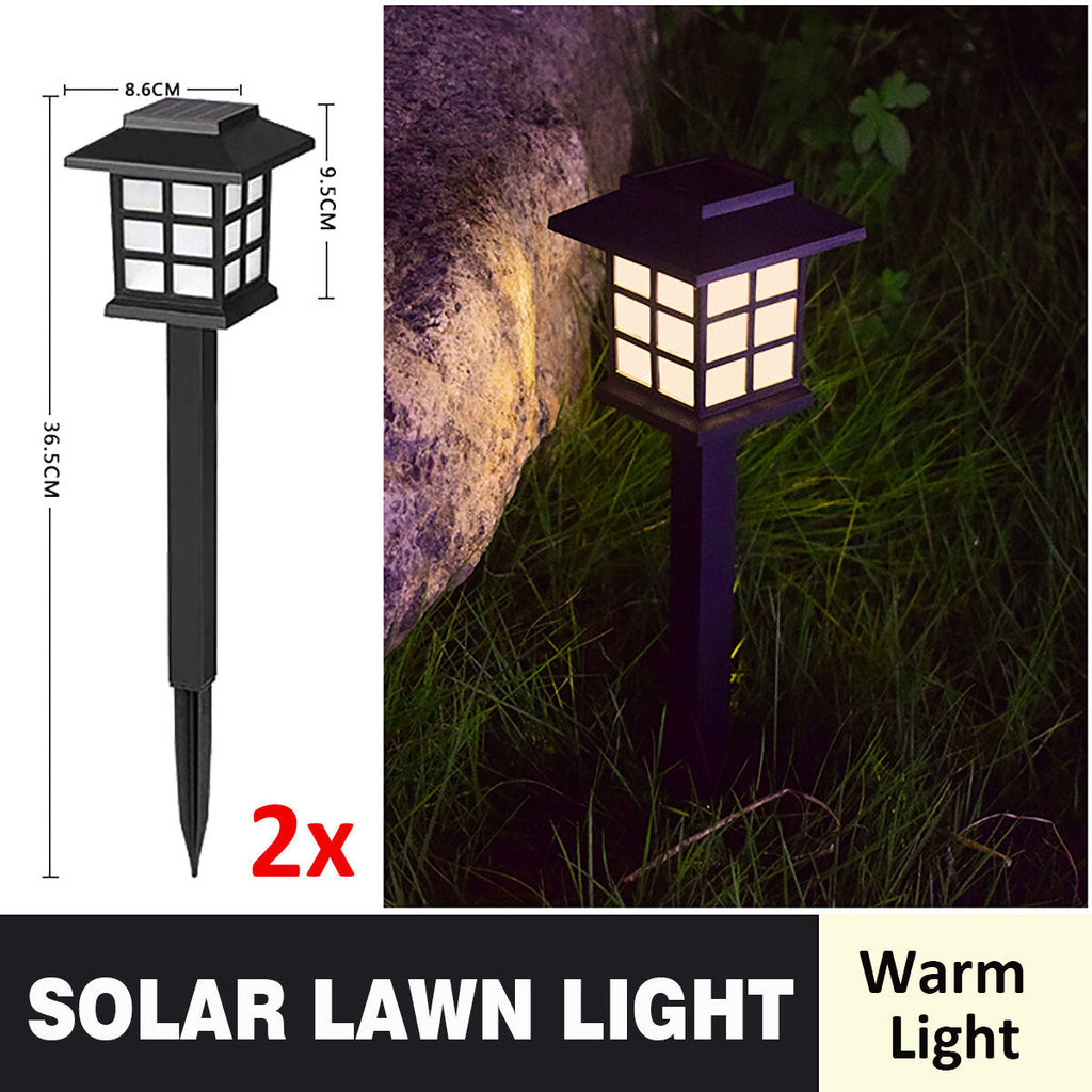 2 Pack Solar LEDLawnLights Pathway Lights Set Outdoor Yard Garden Walkway Landscape Lamp
