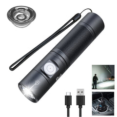 1400lm TIR Lens 200m Long Range Compact EDC Flashlight with Type-C USB Rechargeable 18650