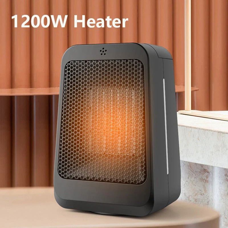 PTC Small Heater Fan: 3-Gear Adjustable, Remote Control, Timer, Oscillating Desktop Heater