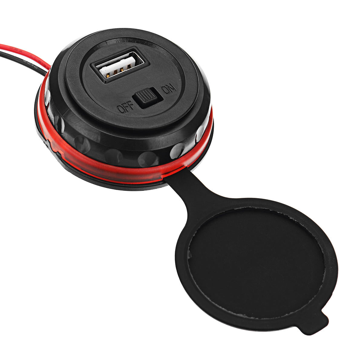 12V 24V 5V 1.5A USB Car Charger ON OFF Switch Power Indicator Mobile Phone Boat