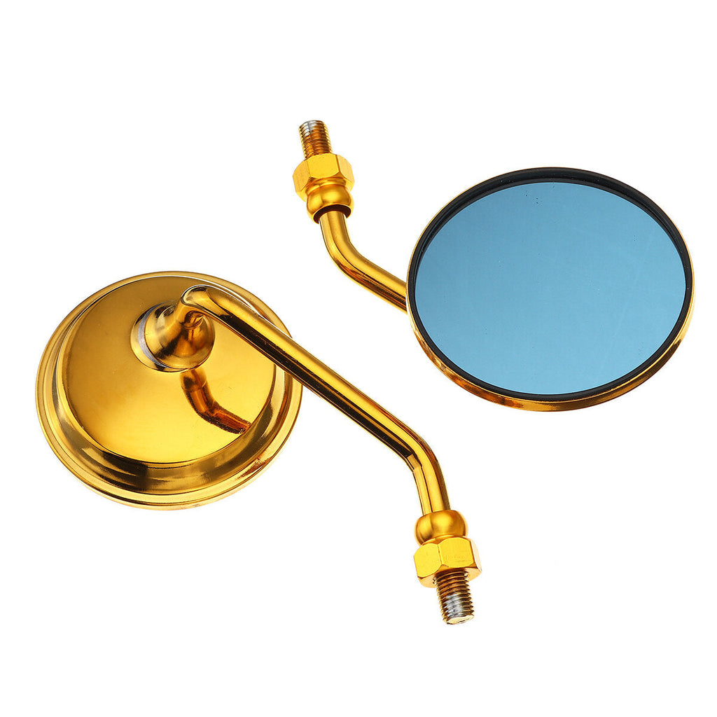 Pair Aluminum Motorcycle Rearview Side Mirrors With M10 Screw Blue Anti-glare