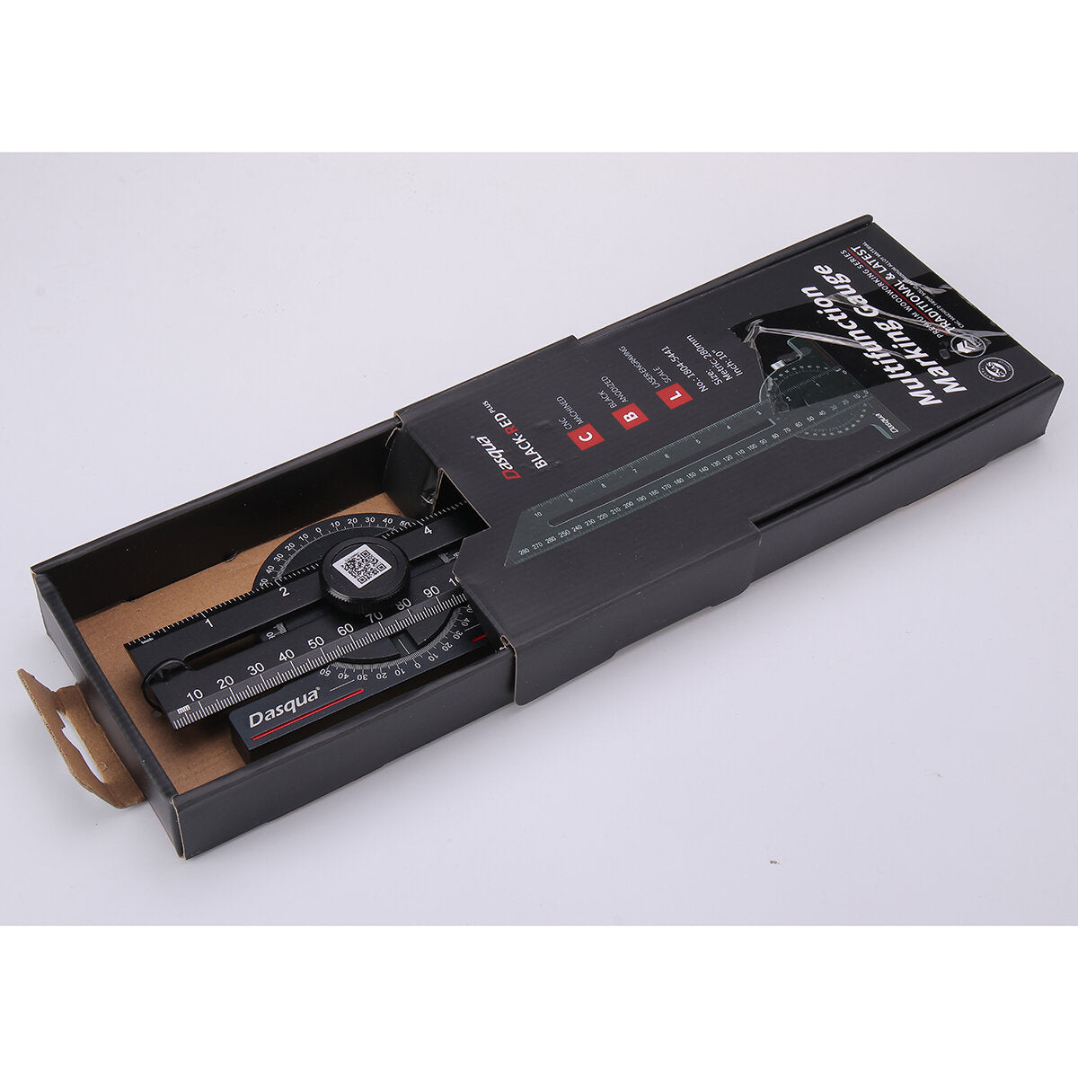 CNC Precision Gauge Ruler with 360° Rotation, Dual Metric & Inch Measurements, Durable Anodized Aluminum, Black