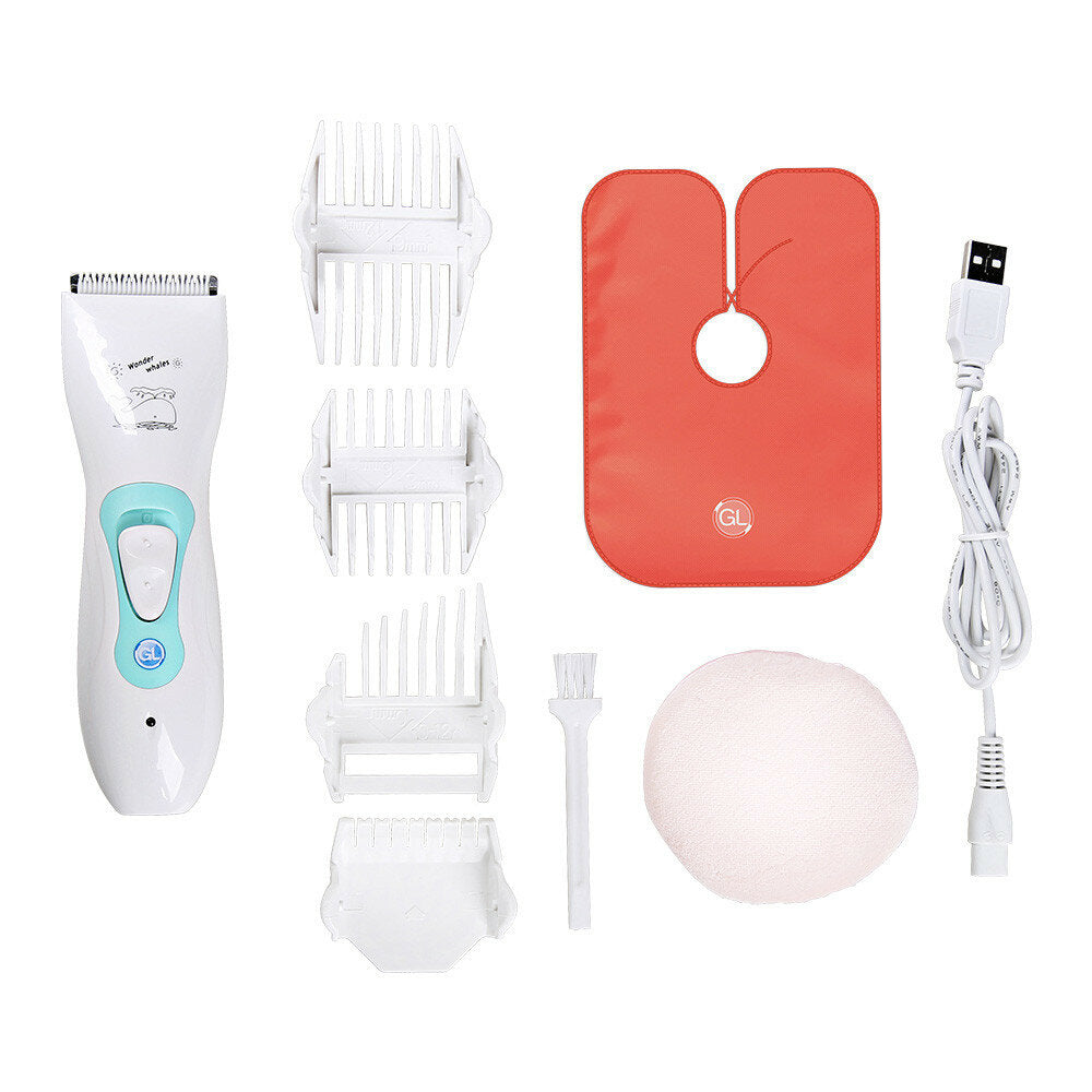 Baby Hair Clipper Set Rechargeable IPX-7 Waterproof Child Hair Trimmer Home Use DIY Hair-Cutting Set