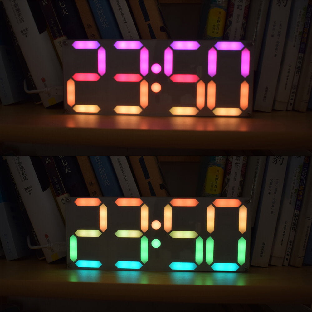 Large Size Rainbow Color Digital Tube DS3231 Clock DIY Kit