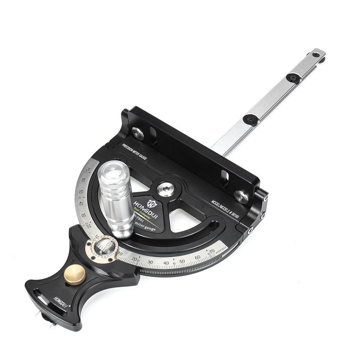 Bosch-Compatible Mitre Gauge with Adjustable Fence (360-610mm), 140° Angle Range, Precision CNC Machined, Angle Scale Magnifier