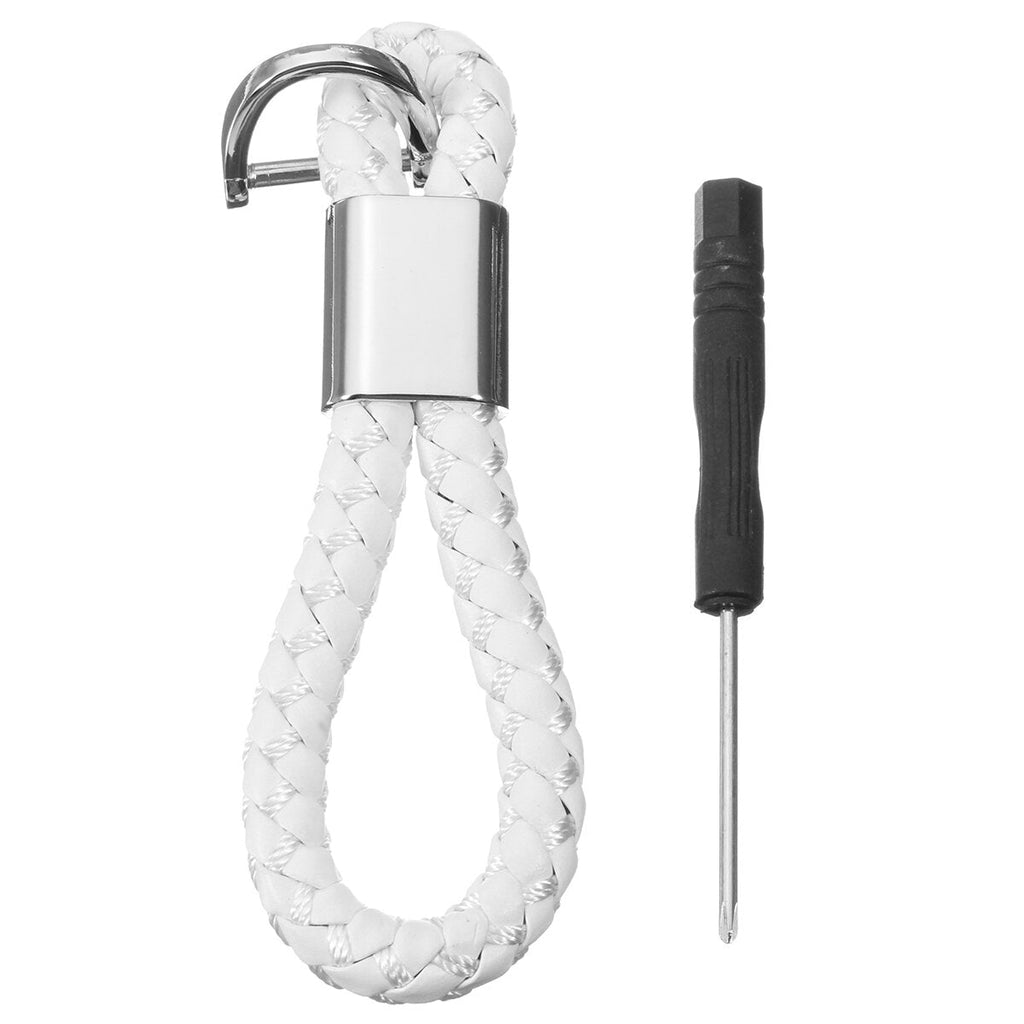 PU Leather Braided Strap Key Chain Stainless Key ring 7 Different Colors